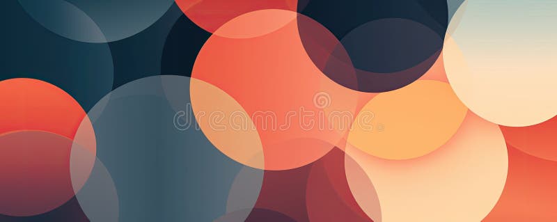 Minimalistic abstract background with overlapping circles, conveying harmony and unity panorama vector illustration