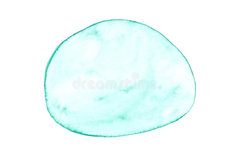 Minimalistic abstract turquoise watercolor blob on white background stock image
