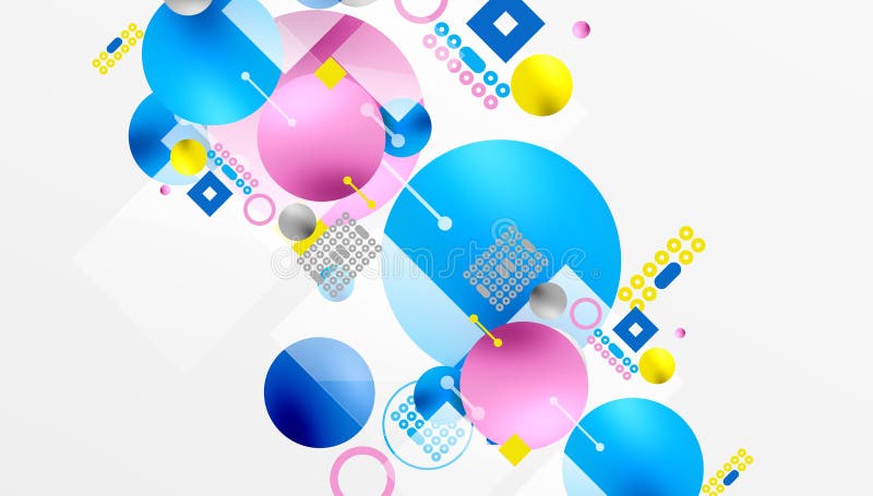 Minimalistic abstract vector design, layered geometric shapes circles, squares vector illustration