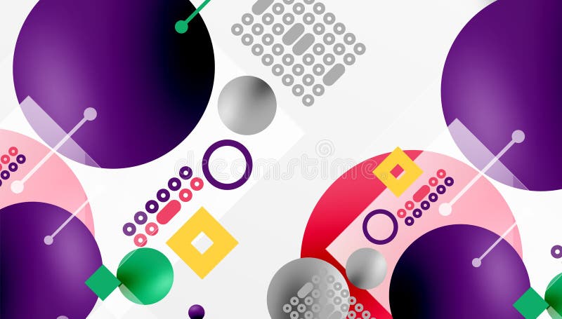 Minimalistic abstract vector design, layered geometric shapes circles, squares vector illustration