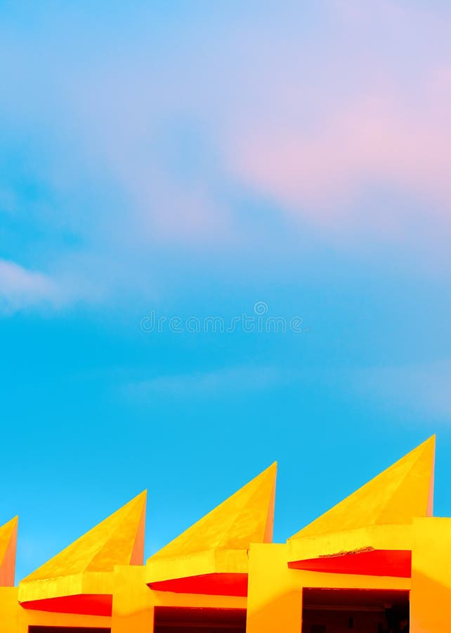 Minimalistic Architectur Details Stylish Wallpaper. Yellow and Blue