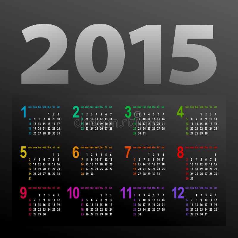 Minimalistic 2015 calendar stock illustration