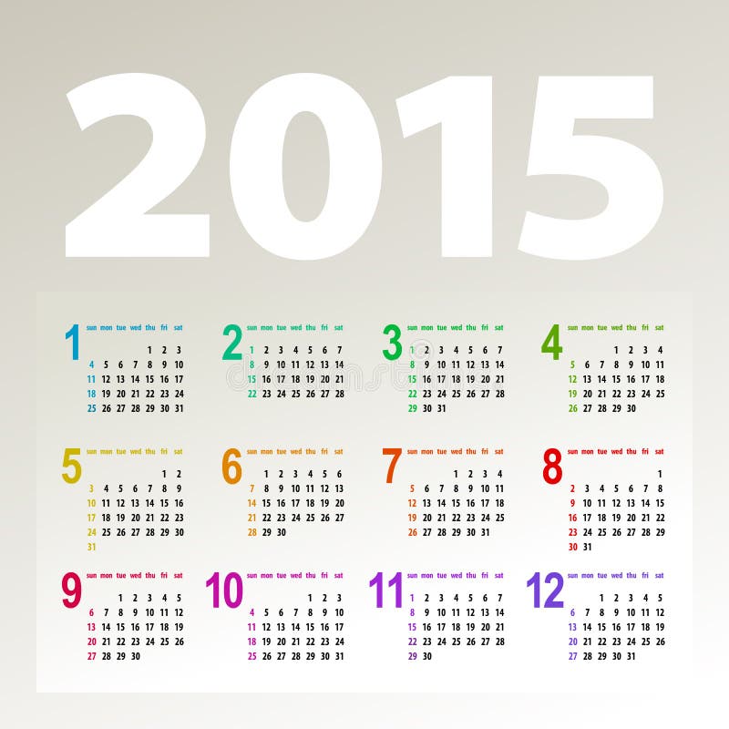 Minimalistic 2015 calendar vector illustration
