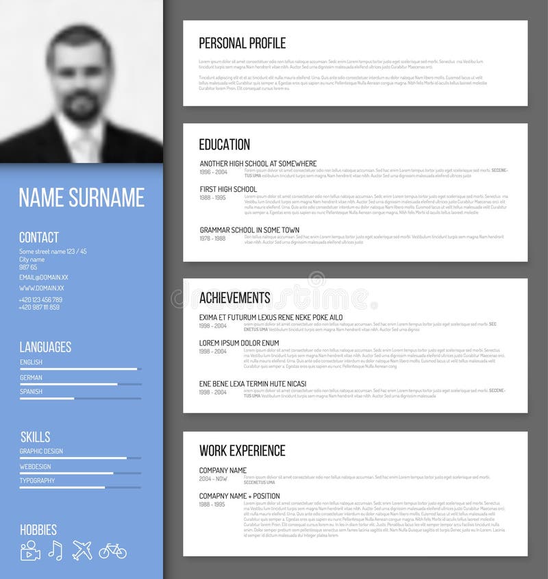 minimalistic cv    resume template stock vector