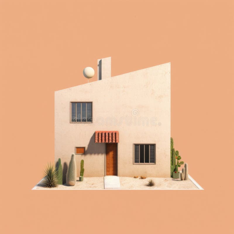 Minimalistic Desert Residence: A Digital Collage Inspired By Rural Vernacular Houses In Jalisco, Mexico