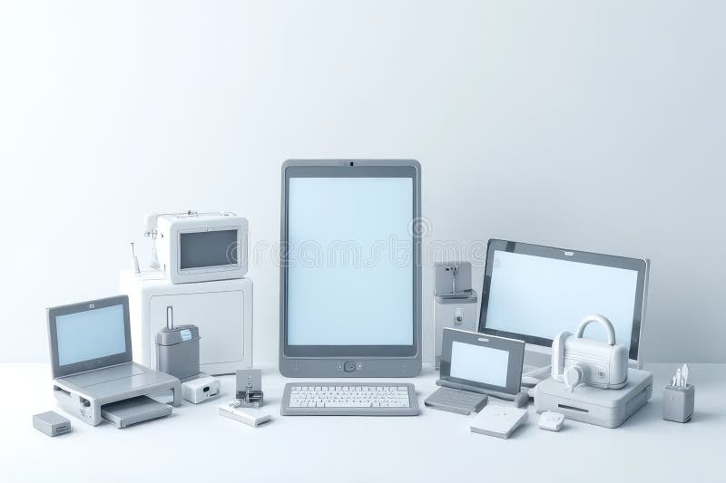 Minimalistic Display of Modern Tech stock illustration
