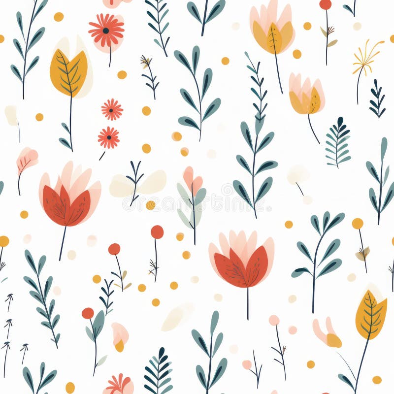 Minimalistic Floral Botanical Pattern: Charming Sketches and Nature