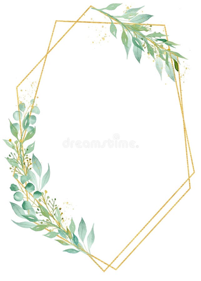 Minimalistic floral decorative frame watercolor raster illustration