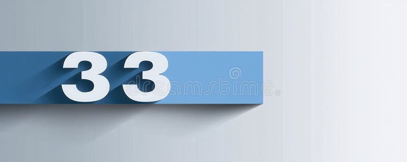 Minimalistic graphic of a blue number three on a white background for design and digital media projects stock image