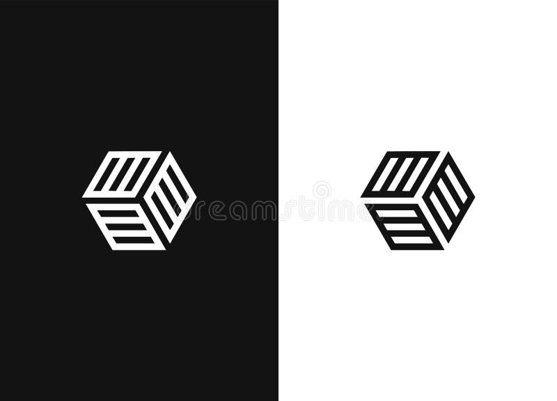 Minimalistic hexagonal geometric logo. Black white version stock illustration