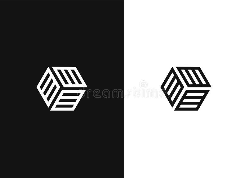 Minimalistic hexagonal geometric logo. Black white version. royalty free illustration