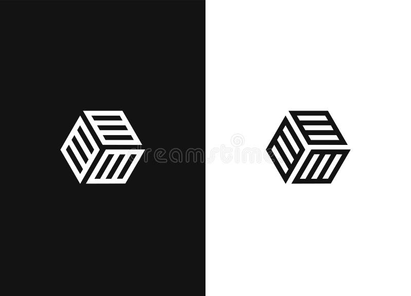 Minimalistic hexagonal geometric logo. Black white version royalty free illustration