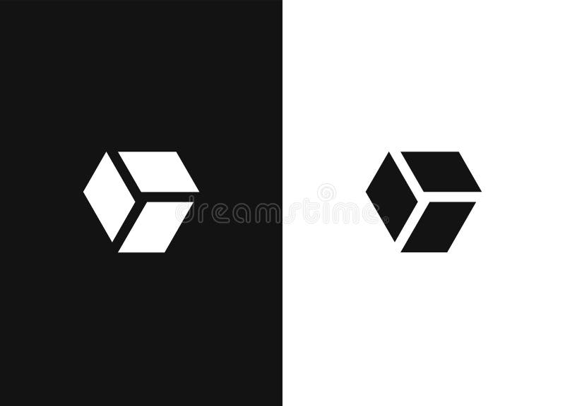 Minimalistic hexagonal geometric logo. Black white version vector illustration