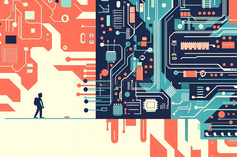 Visualization of internal components of computer, Motherboard royalty free illustration