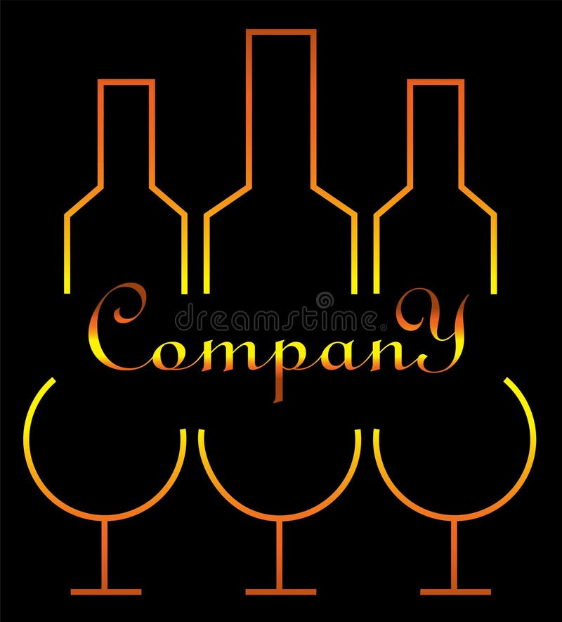 Minimalistic Logo for Alcohol Business Three Glasses and Bottles Design