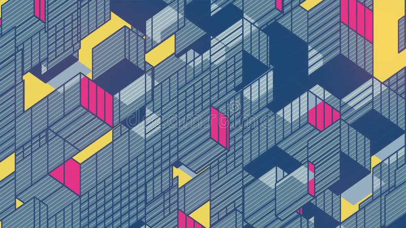 Minimalistic modern geometric composition. 3d render seamless loop animation 4K vector illustration