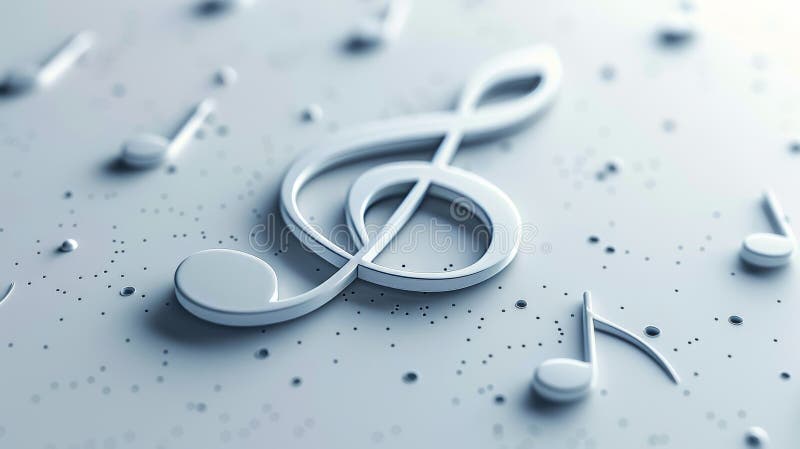 Minimalistic Music Notes and Melody on White Background, Simple Clean