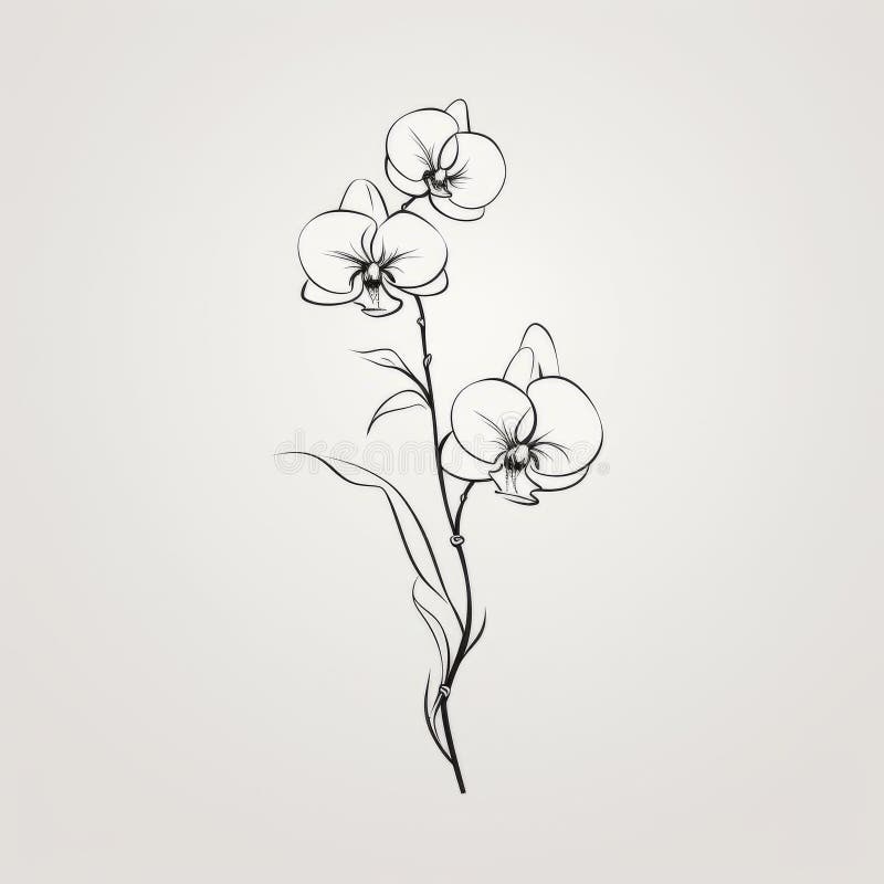 Orchid with stem | Temporary tattoos - minink