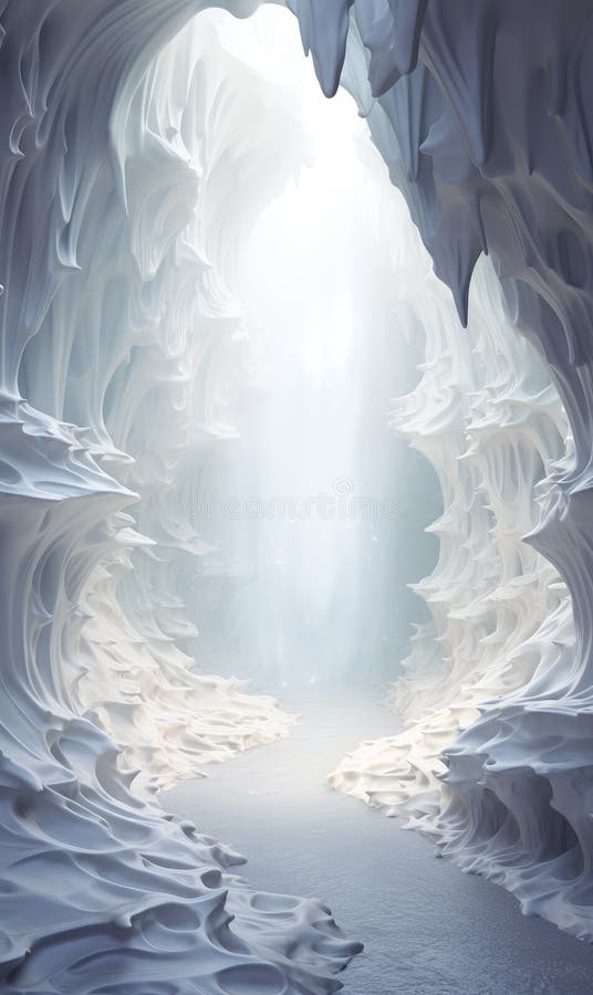 A Minimalistic Portrait Format Illustration of a Cave Stock
