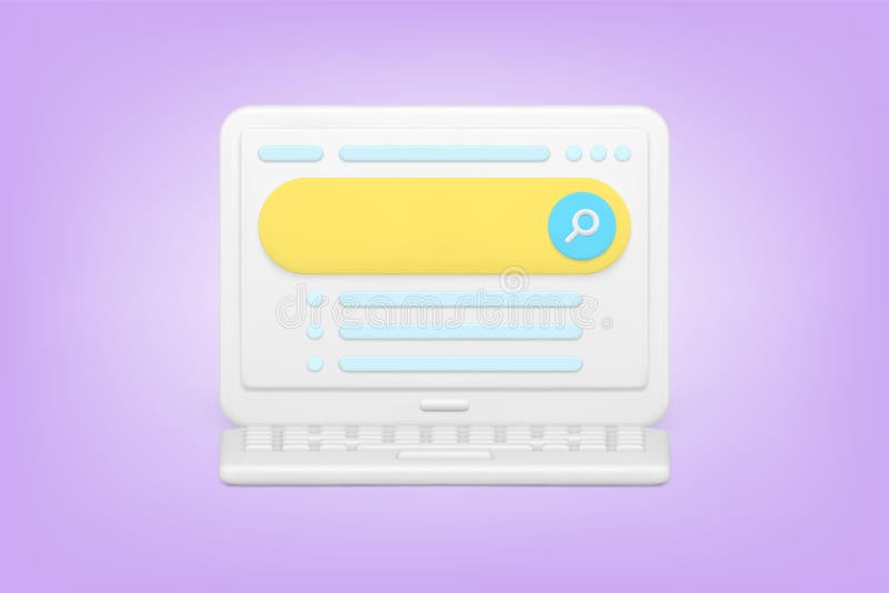 Minimalistic search bar on website 3d icon stock illustration
