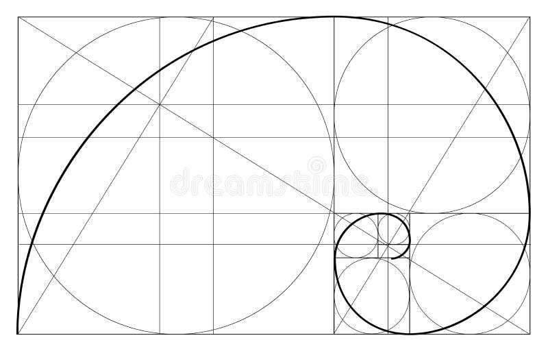 Minimalistic stylu projekt złoty stosunek geometryczni kształty Okręgi w złotej proporci Futurystyczny projekt logo przygotowywa ilustracji
