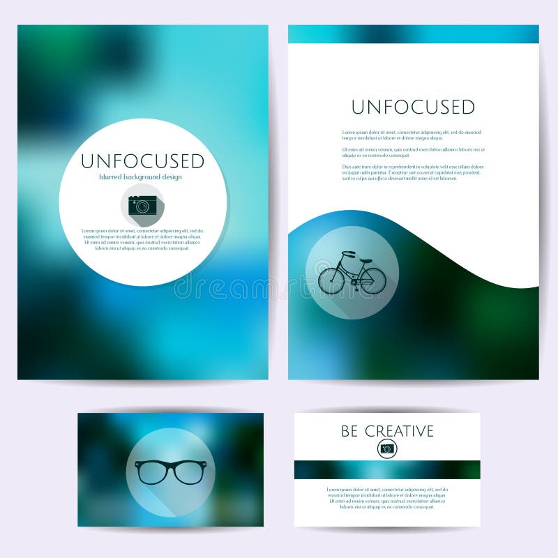 Minimalistic unfocused design, set of templates. Identity, branding for cards, folders. Blurred vector background royalty free illustration Minimalistic unfocused design, set of templates. Identity, branding for cards, folders. Blurred vector background royalty free illustration