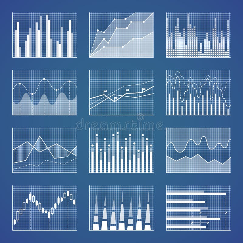 Minimalistic White Graphics on Coordinate System stock illustration