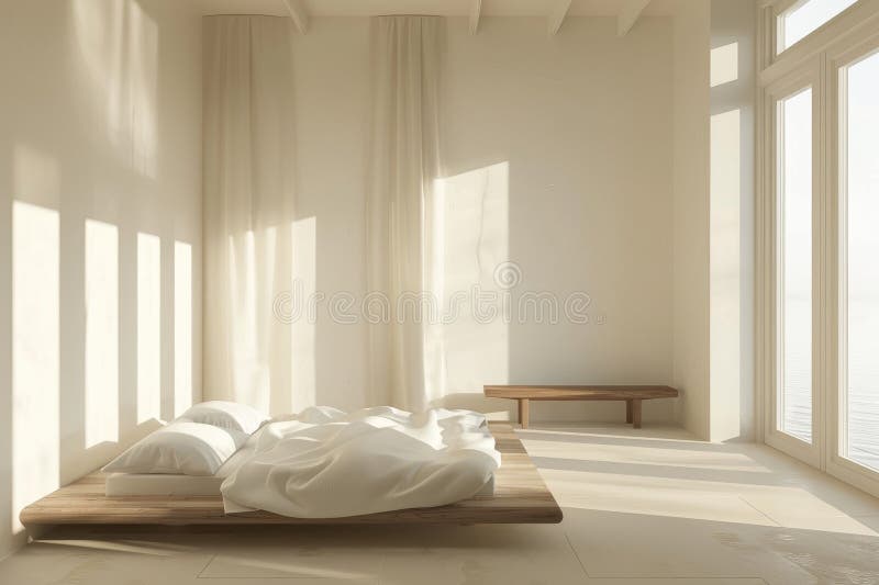 Minimalistisch modern slaapkamerinterieur vector illustratie