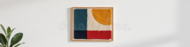 Minimalistische eingerahmte Wandkunst mit geometrischen Formen und abstrakter Textur. Dass das Bild mit AI generiert wird.