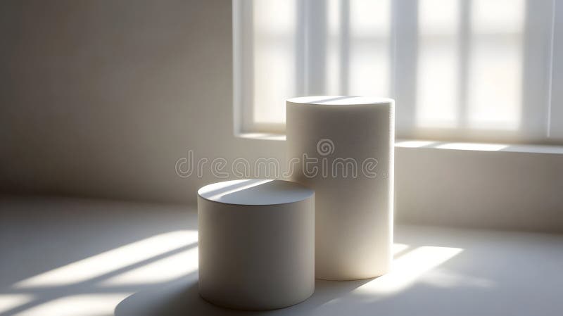 Minimalistische weiße Zylinder 3D machen Sonnenlicht Hintergrund vektor abbildung