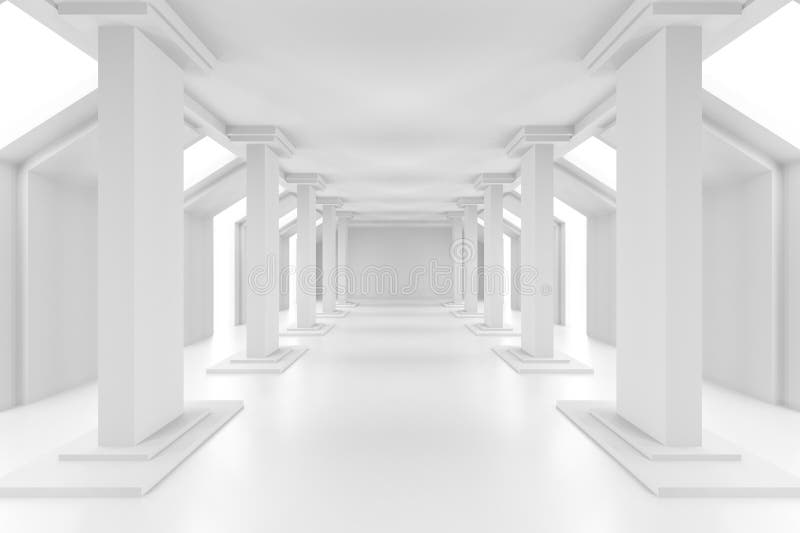 Minimalistischer weißer Baustil mit Säulen-Design Inspiration vektor abbildung