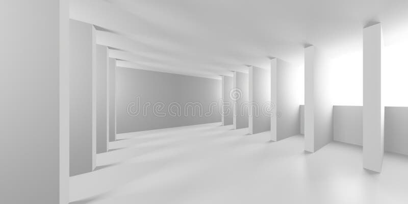 Minimalistischer weißer geometrischer Korridor für moderne Räume stock abbildung