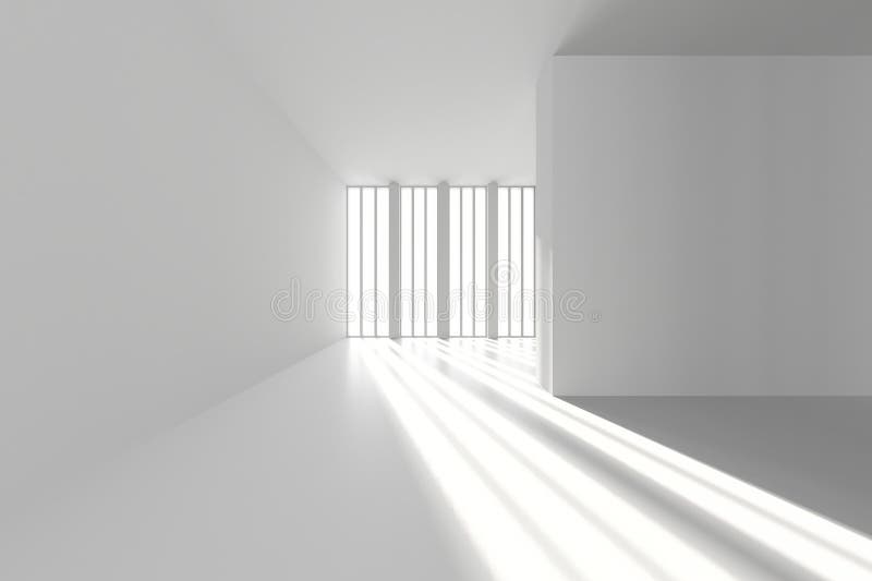 Minimalistisches weißes architektonisches Interieur mit hellen Strahlen vektor abbildung