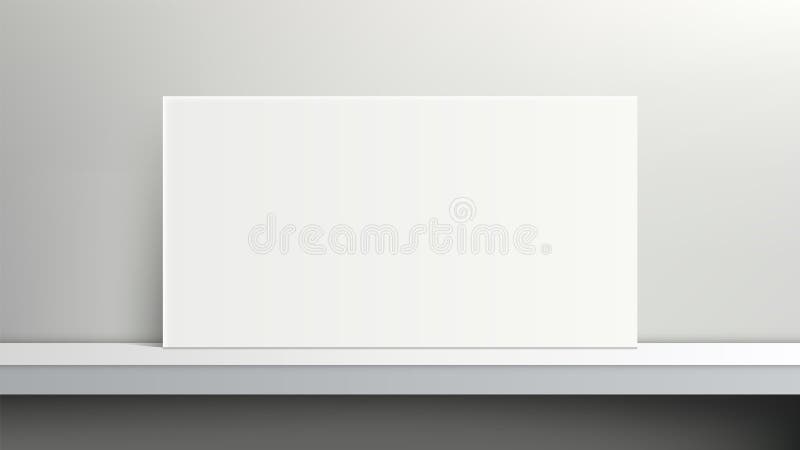 Minimalistisches Whitepapiermockup auf grauem Wandregal für Produktanzeige und modernes Design-Schaufenster stock abbildung
