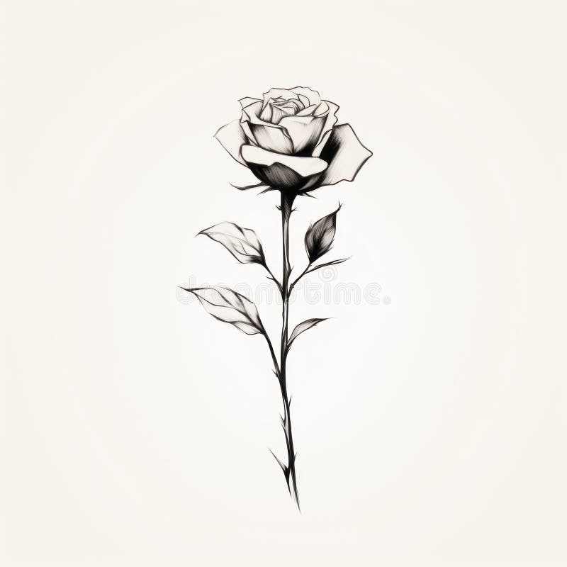 Minimalistisk brushstroke ros : gotisk realism i naken monokrom toning stock illustrationer
