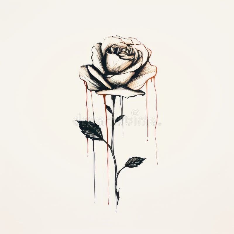 Minimalistisk dropprosorteckning : god konst med levande realism royaltyfri illustrationer