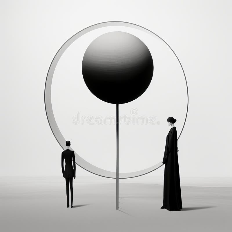 Minimalistisk gotisk illustration med eleganta siffror och meditativa färgkontraster royaltyfri illustrationer