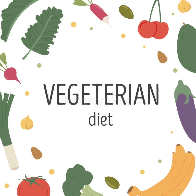 Minimalistisk gräns för friska organiska grönsaker. Utformning av kvadratiska kort för vegetarisk eller vegansk kost. cirkelram fö royaltyfri illustrationer