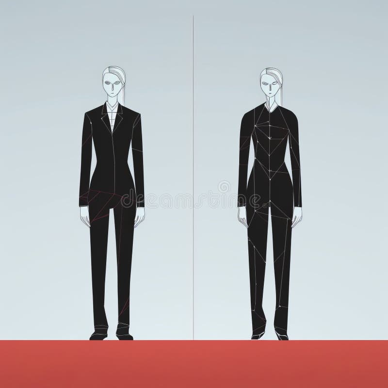 Minimalistisk gåtfull illustration : styvmodersliss för modern gentleman vektor illustrationer
