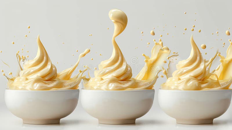 Minimalistisk illustration av processen att göra majonnäs på elegant vit bakgrund royaltyfri illustrationer