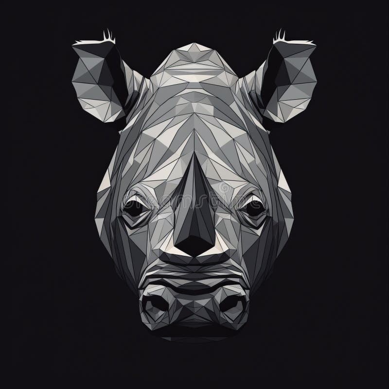 Minimalistisk illustration av rinohuvudet med stark kontrast royaltyfri illustrationer