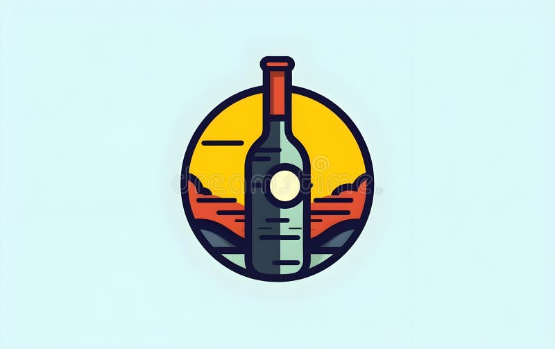 Minimalistisk illustration av vinflaska stock illustrationer