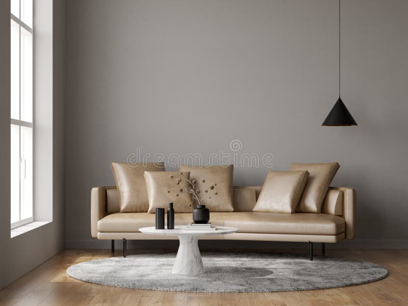 Minimalistisk insida i det moderna vardagsrummet 3d-rendering vektor illustrationer