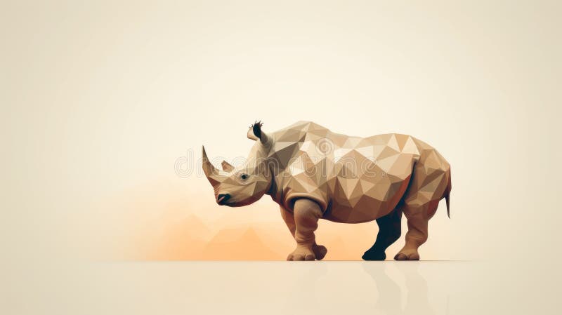 Minimalistisk noshörning : Geometrisk horn och förenklade former stock illustrationer