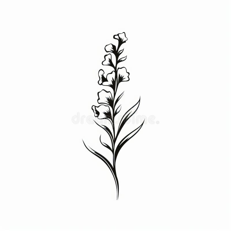 Minimalistisk stiliserad utformning av örter : illustration av gothisk tatuering vektor illustrationer