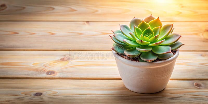 Minimalistisk succulon på Rustic Light Wood Background, enkel naturlig och estetiskt pluggande bild av hemdäck royaltyfri illustrationer