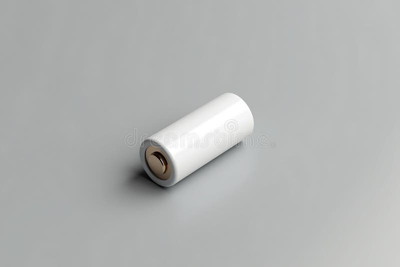 Minimalistisk utformning av vitt batteri på grå stock illustrationer