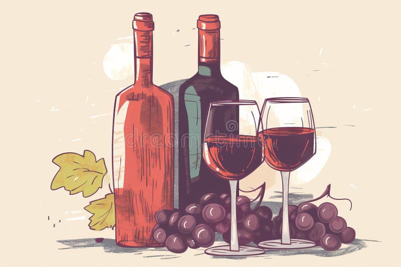 Minimalistisk vinvektorbild. generativ ai stock illustrationer