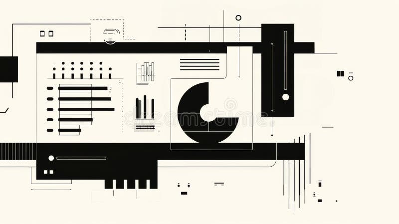 Minimalistisk visualisering av abstrakta data med svart och vitt stock illustrationer