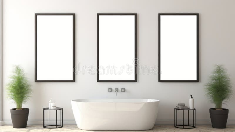 Minimalistiskt badrum med flytande ramar royaltyfri illustrationer